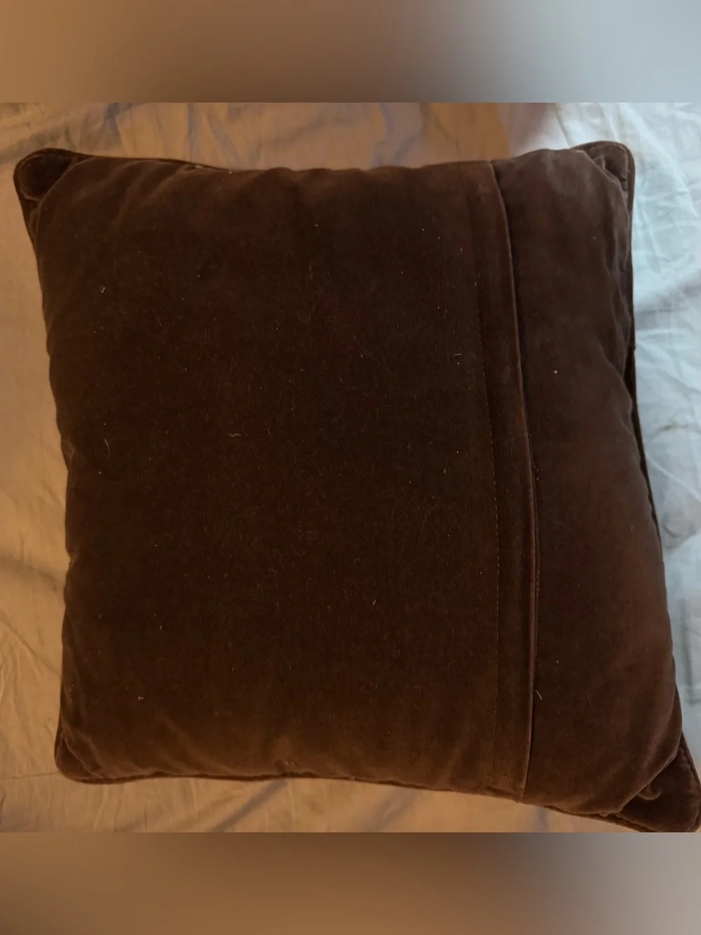 Handcrafted Brown Floral Needlepoint Throw Pillow